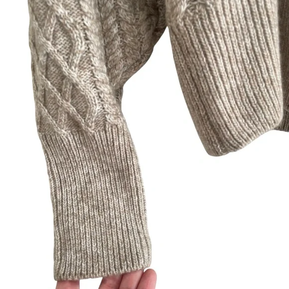H&M Sweater Ruffle Large Cable Knit Ribbed Coquette Prairie NWT - Picture 6 of 14